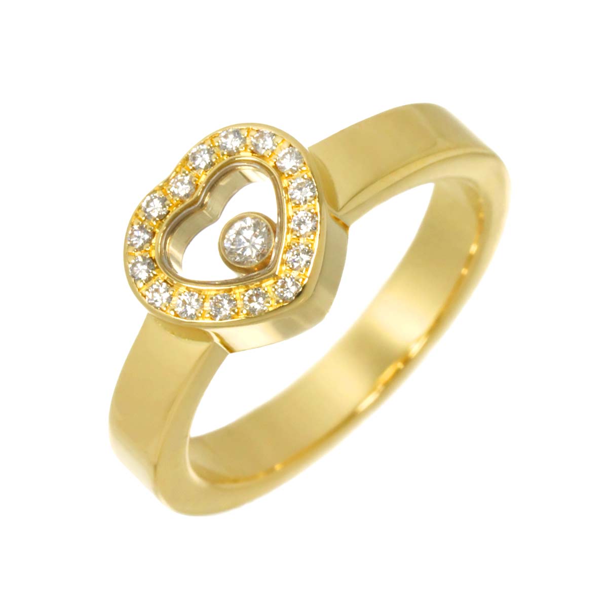 Happy Diamond Heart Ring 18K YG 750 Size6(US)