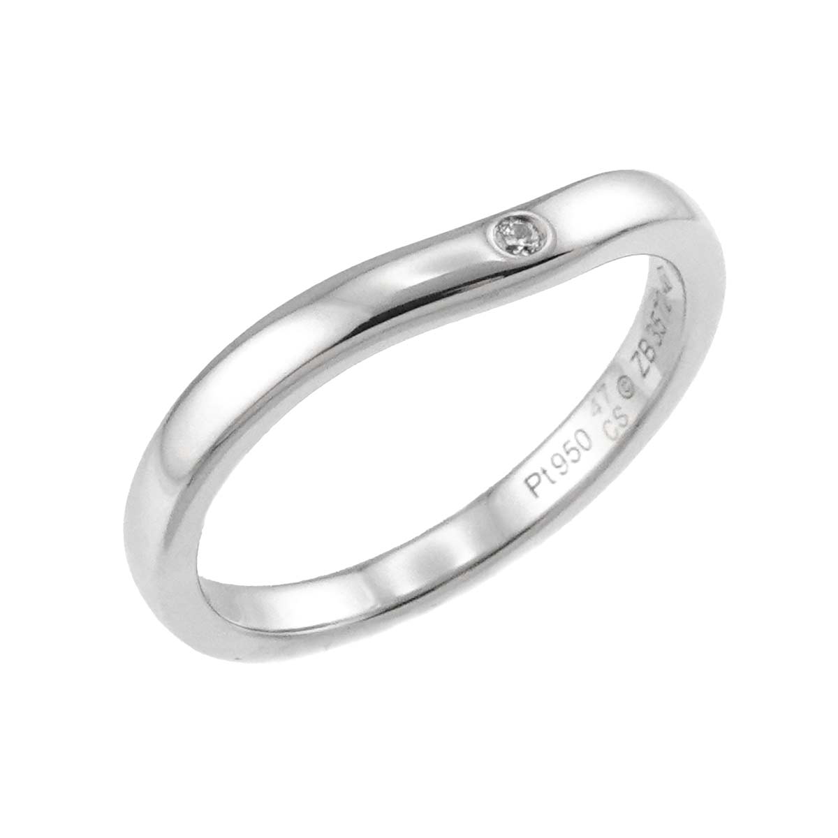 Ballerine curve Diamond 3P Ring Pt Pt size47 4(US)
