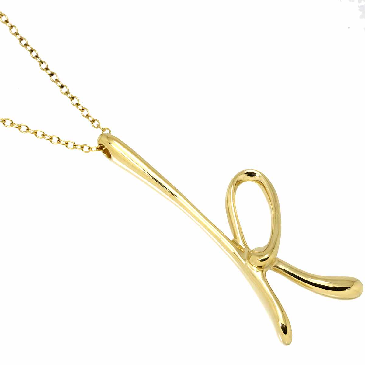 Letter K Long Necklace 18K Yellow Gold 750