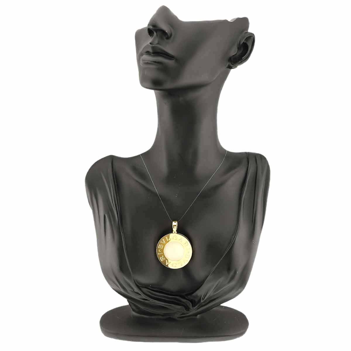 Double Logo Onyx Mother of Pearl Pendant Top 18K YG 750 STEEL