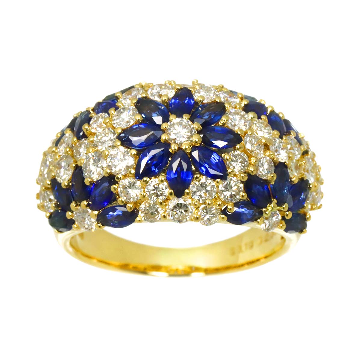 Sapphire 3.19ct Diamond 2.03ct Ring 18K YG Yellow Gold size7.5(US)