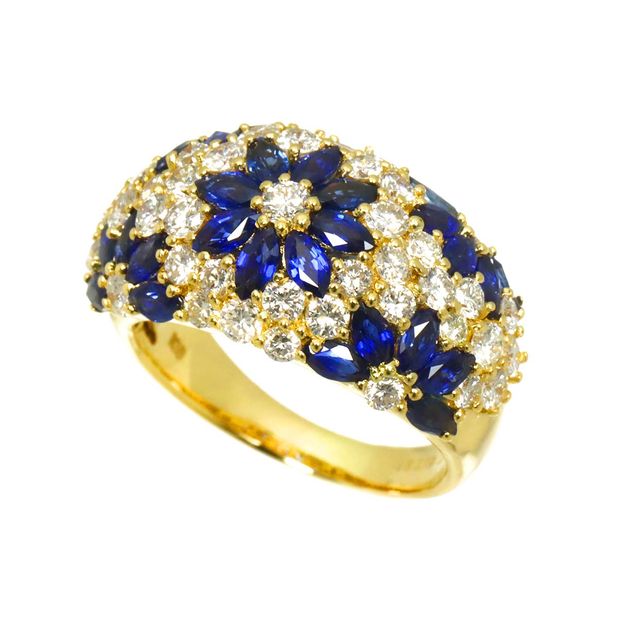 Sapphire 3.19ct Diamond 2.03ct Ring 18K YG Yellow Gold size7.5(US)