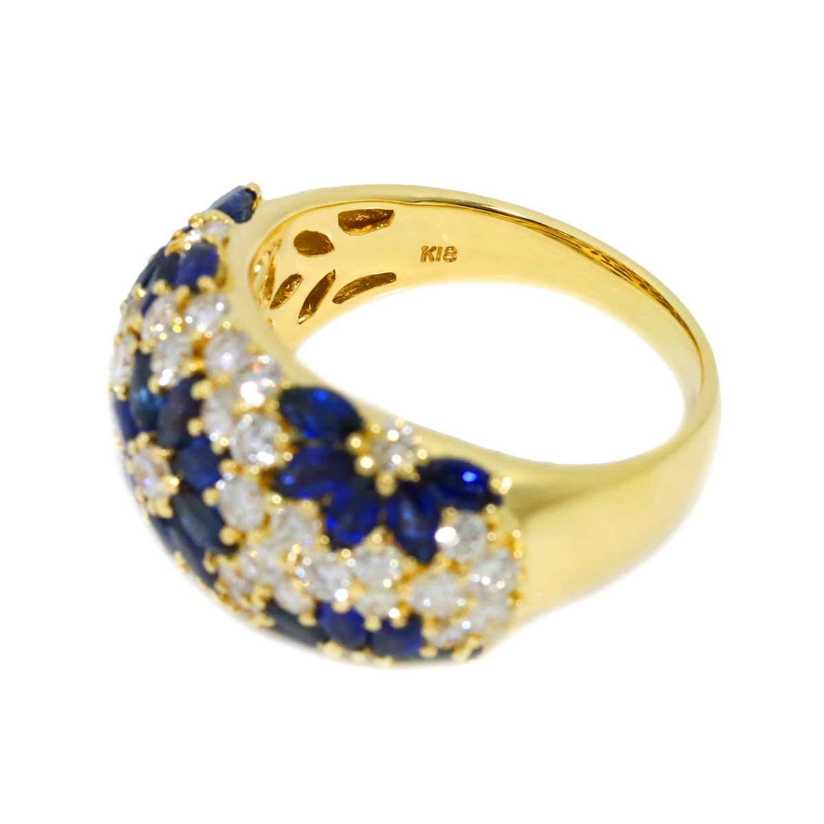 Sapphire 3.19ct Diamond 2.03ct Ring 18K YG Yellow Gold size7.5(US)