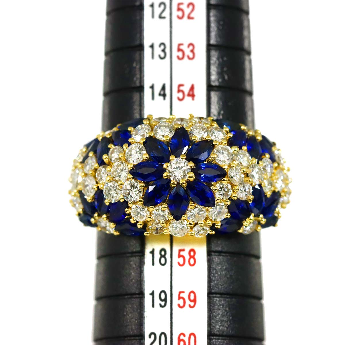 Sapphire 3.19ct Diamond 2.03ct Ring 18K YG Yellow Gold size7.5(US)