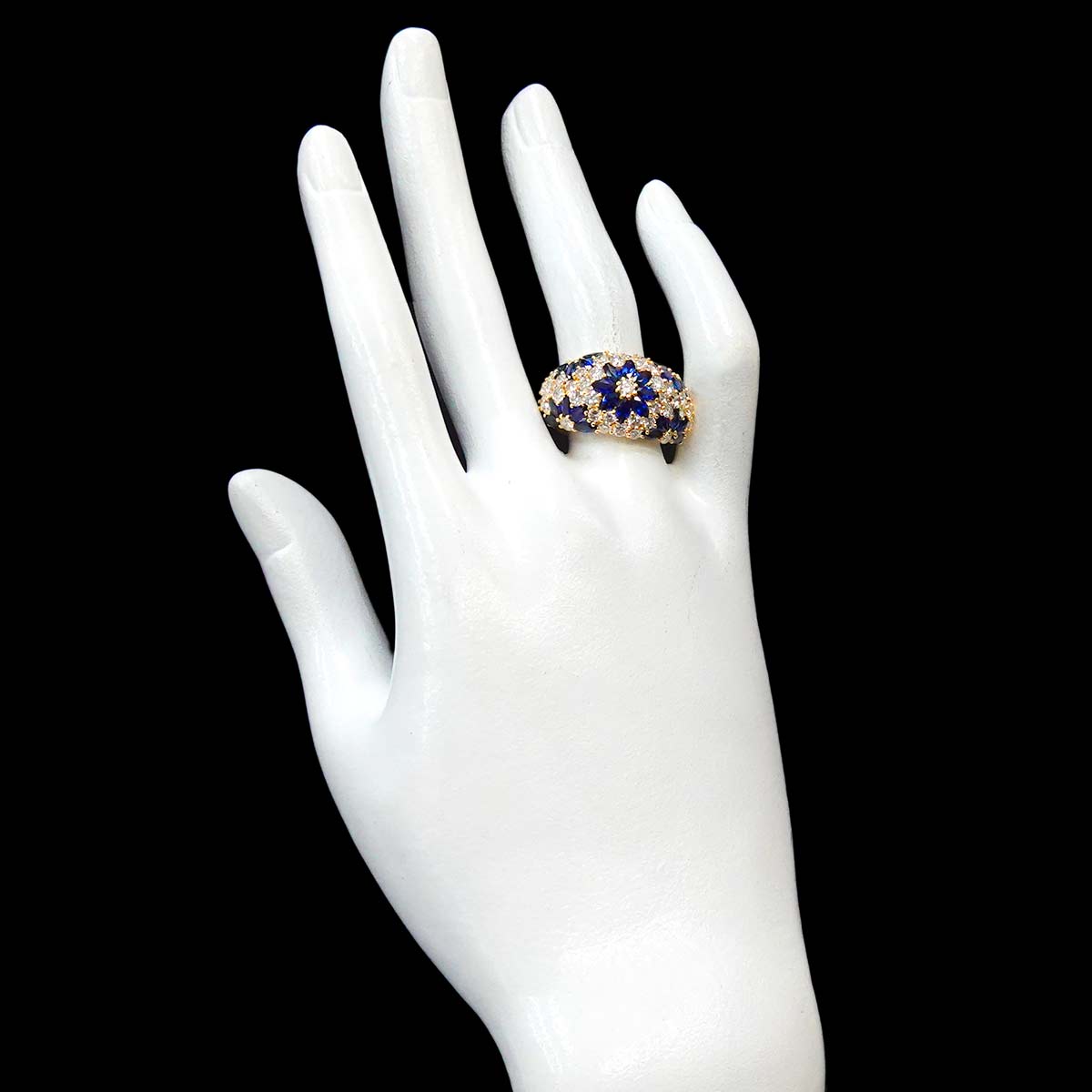Sapphire 3.19ct Diamond 2.03ct Ring 18K YG Yellow Gold size7.5(US)