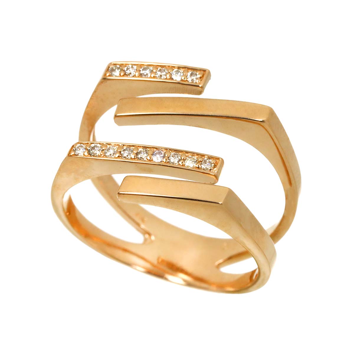 Diamond 0.12ct Ring 18K PG Pink Gold 750 Size6.75(US)