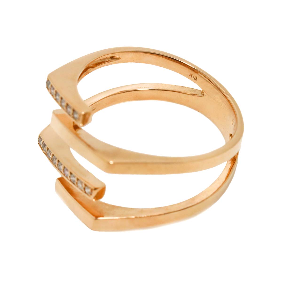 Diamond 0.12ct Ring 18K PG Pink Gold 750 Size6.75(US)