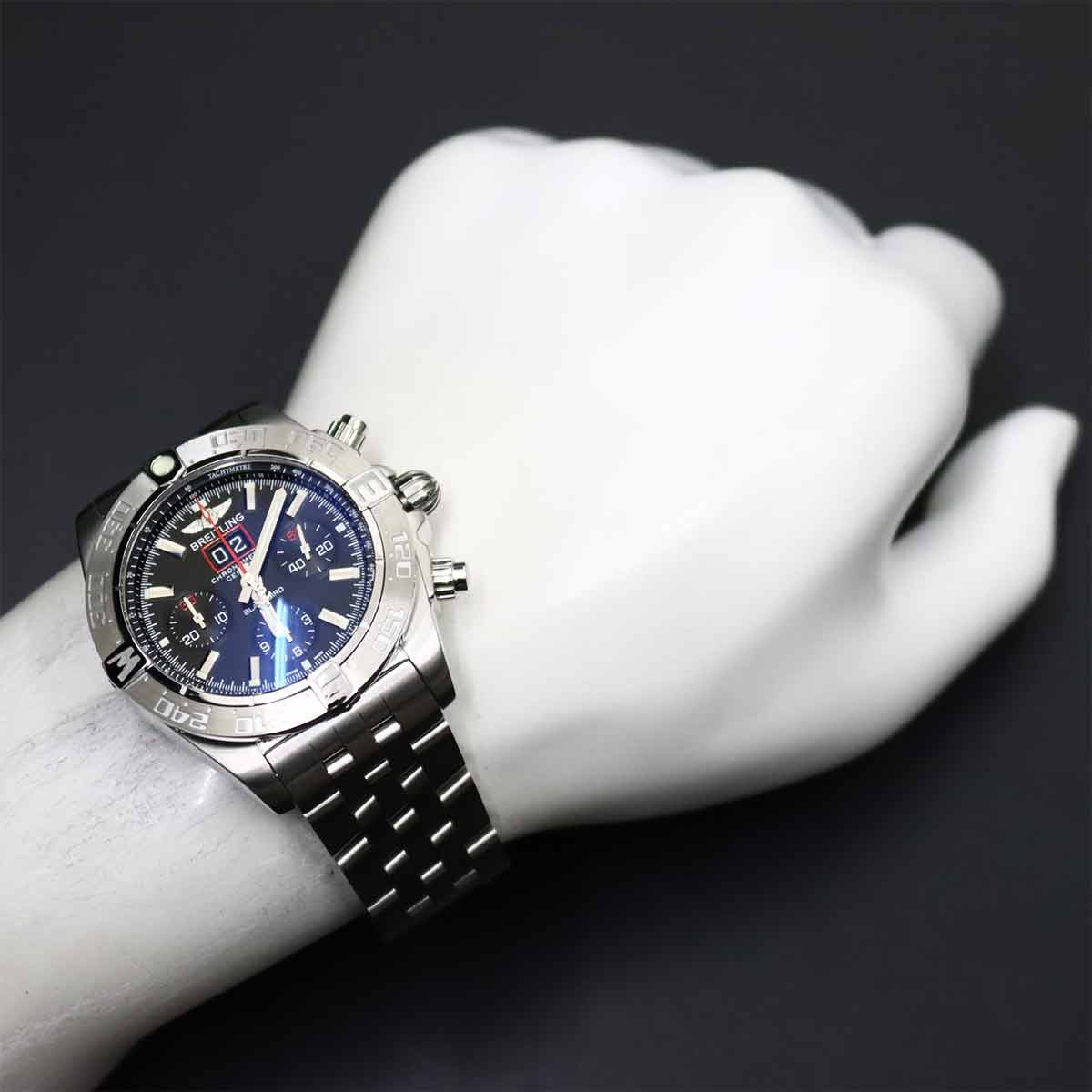 Chronomat Black Bird A44360 Automatic Date Black Dial Mens