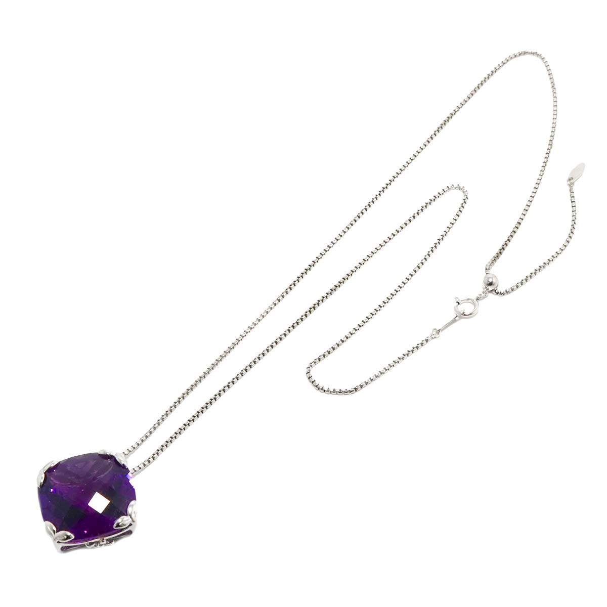 Amethyst 23.57ct Diamond 0.03ct Necklace 18K WG 750