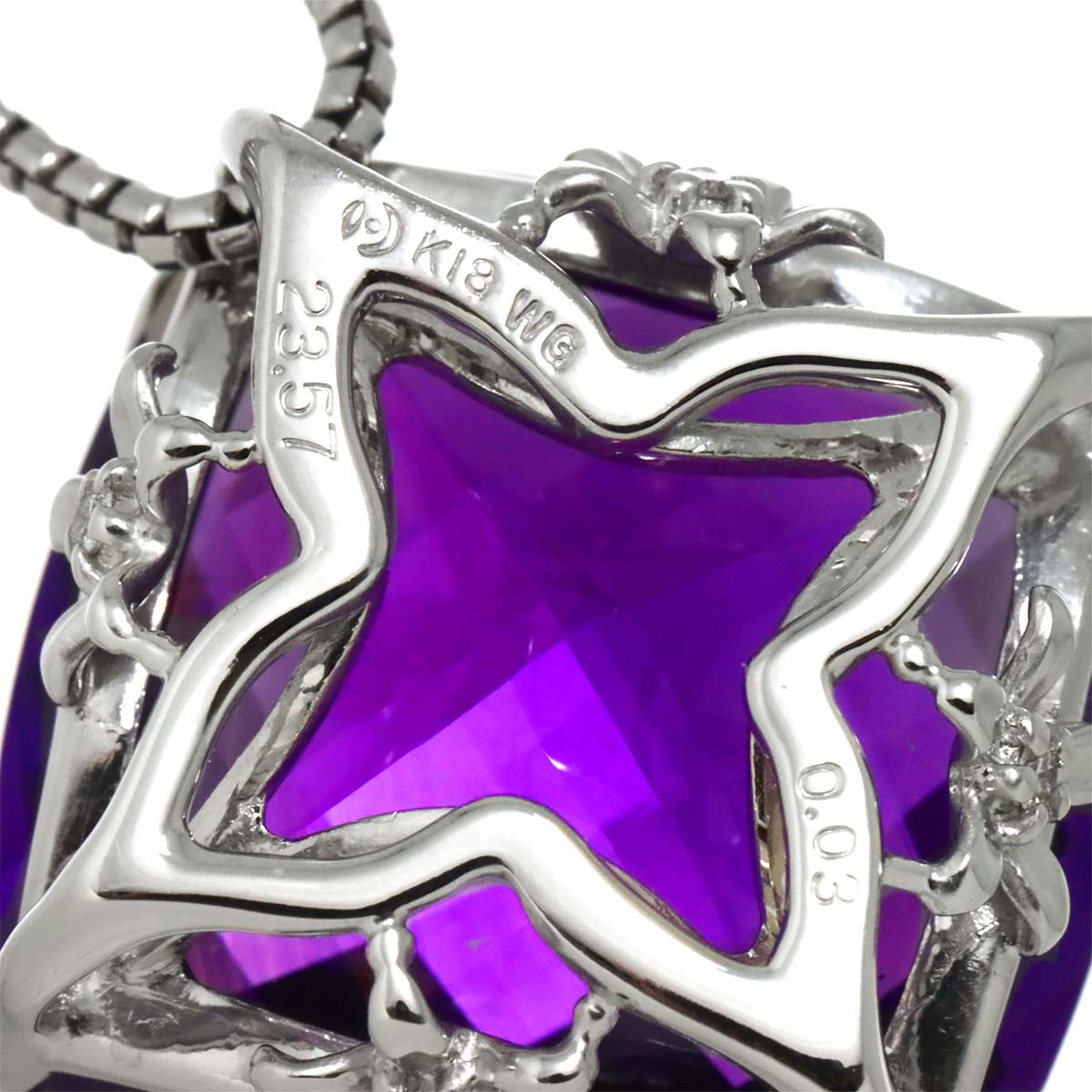 Amethyst 23.57ct Diamond 0.03ct Necklace 18K WG 750