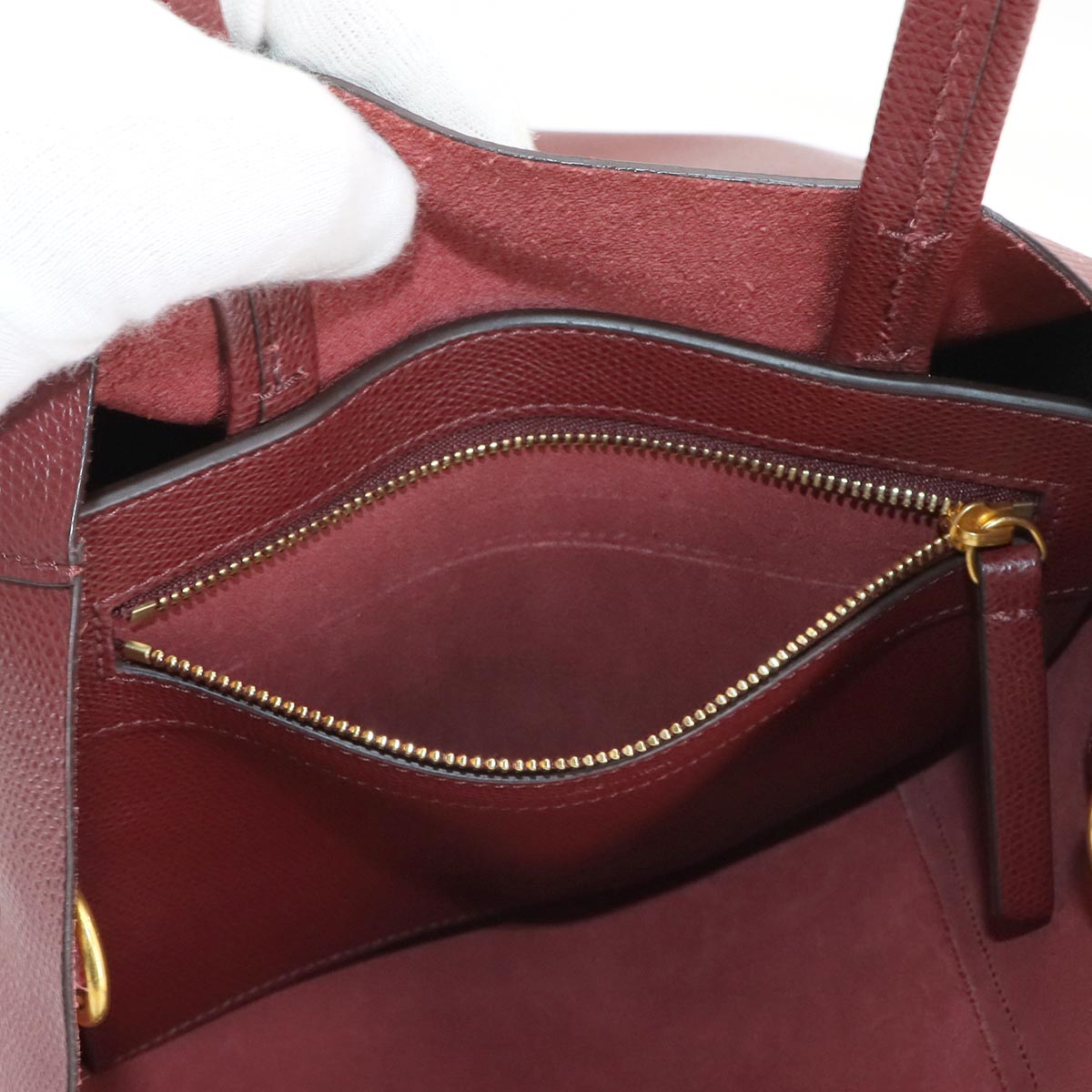 Small Vertical Cabas Tote Shoulder Bag Leather Bordeaux 176183