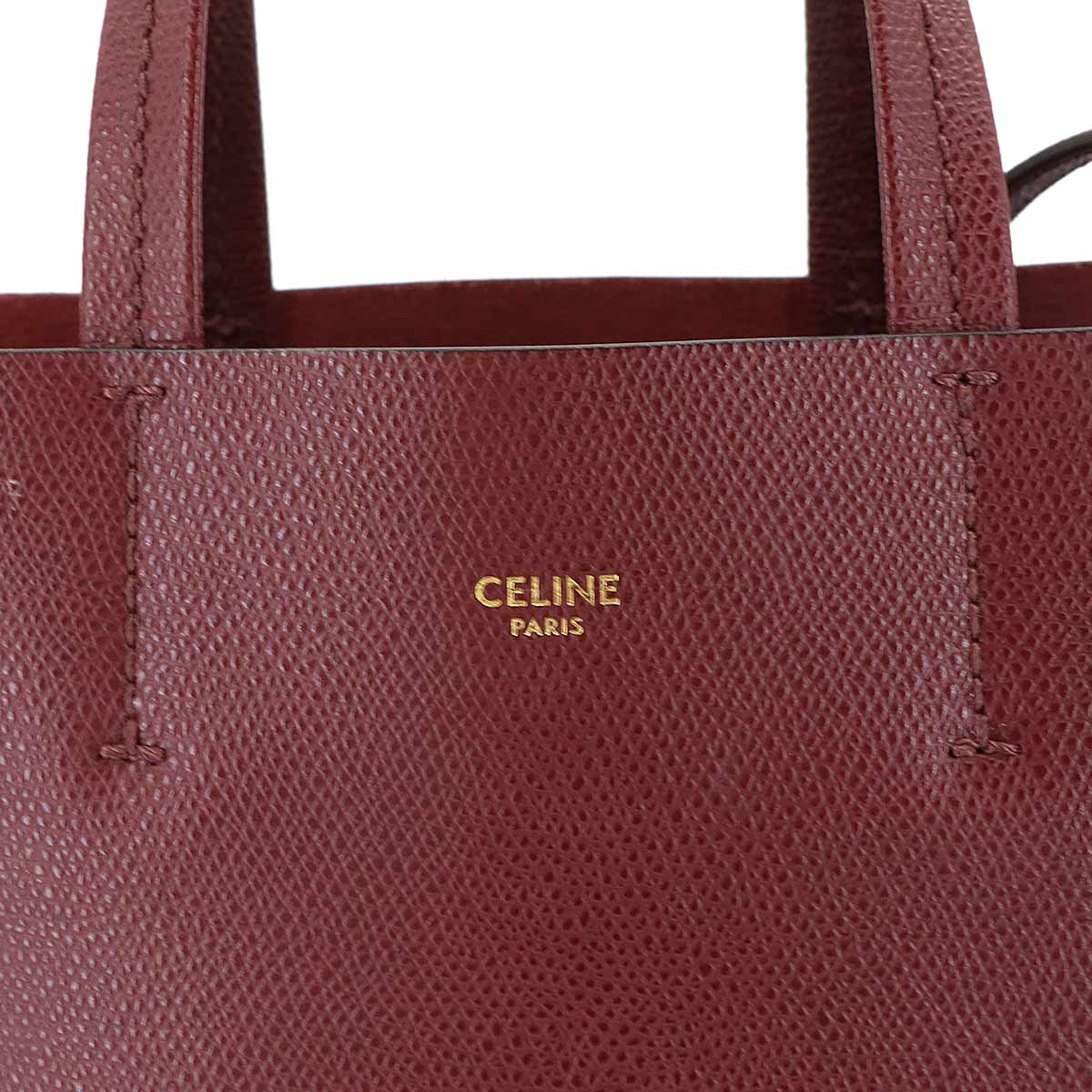 Small Vertical Cabas Tote Shoulder Bag Leather Bordeaux 176183