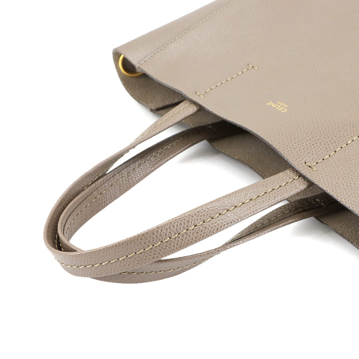 Small Vertical Cabas 2way Tote Shoulder Bag Leather Taupe 189813