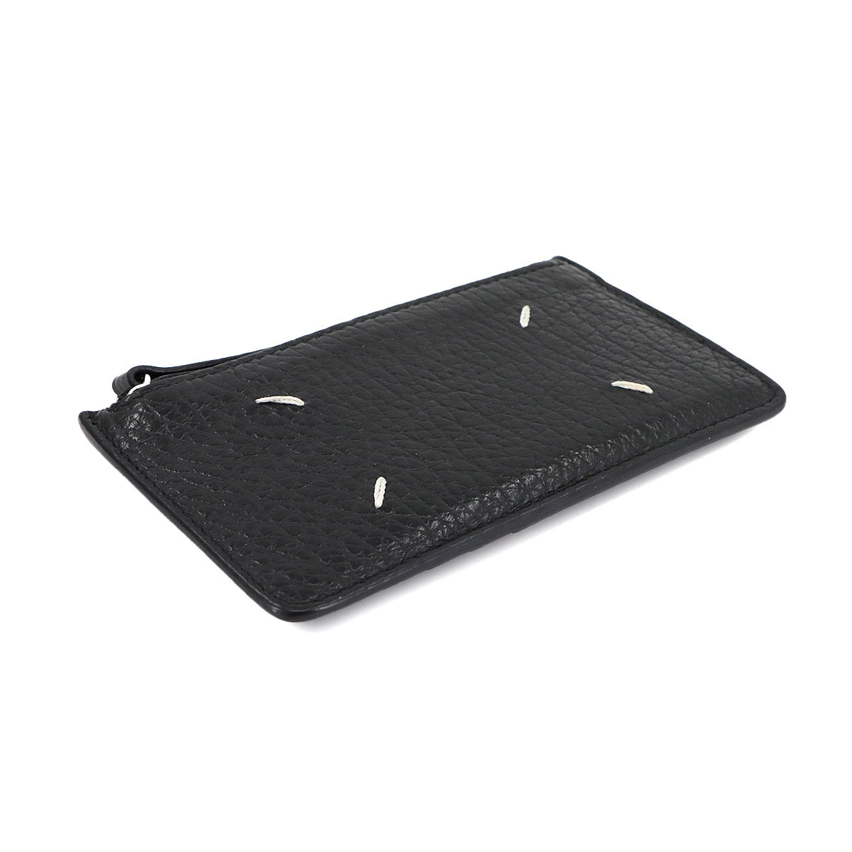 Four Stitches Coin case Purse Leather Black