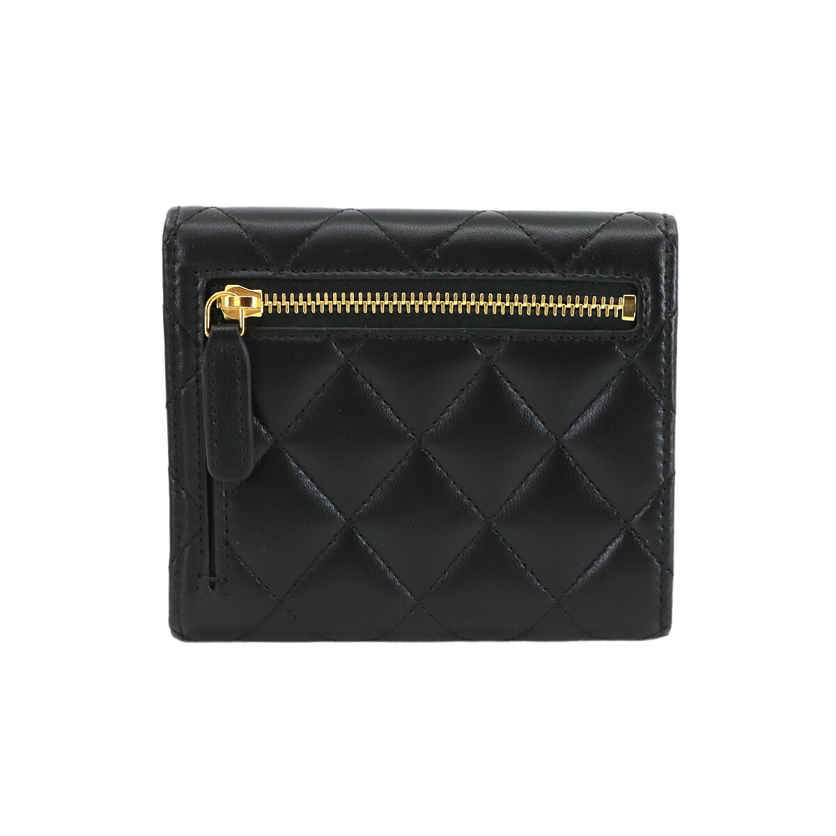 Matelasse Compact Wallet Leather Black AP0231 Purse