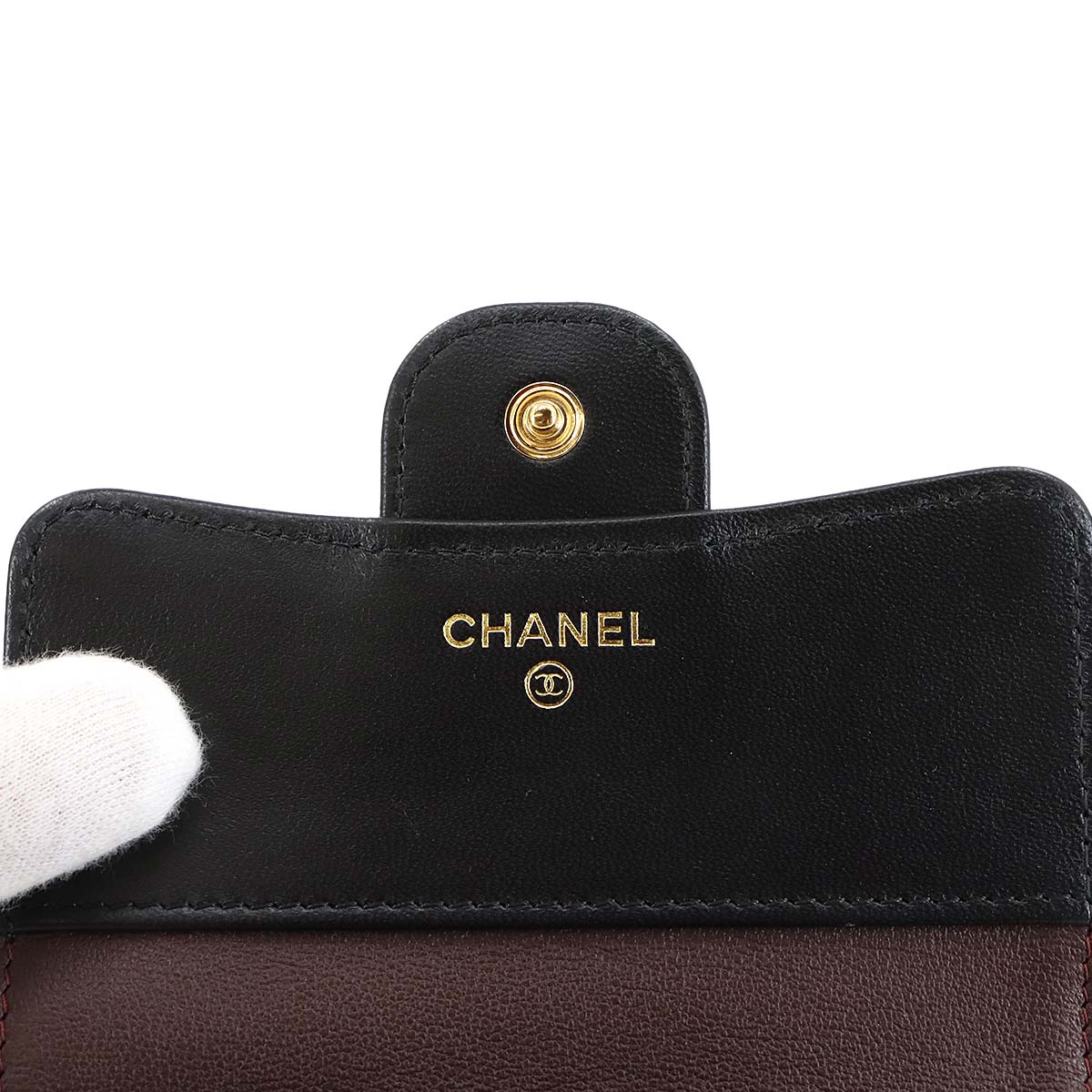 Matelasse Compact Wallet Leather Black AP0231 Purse