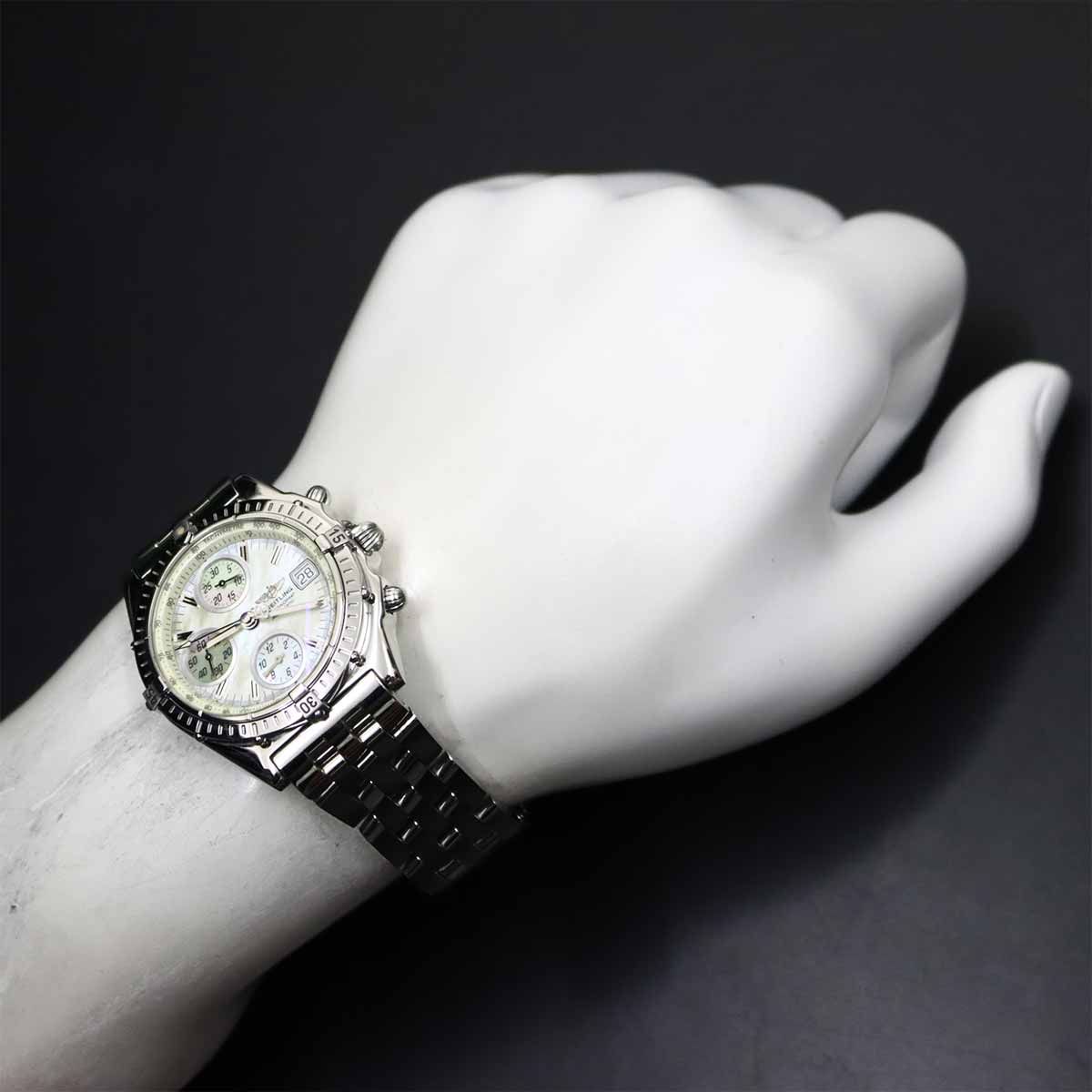 Chronomat A13050.1 Chronograph Date White Shell Dial Mens