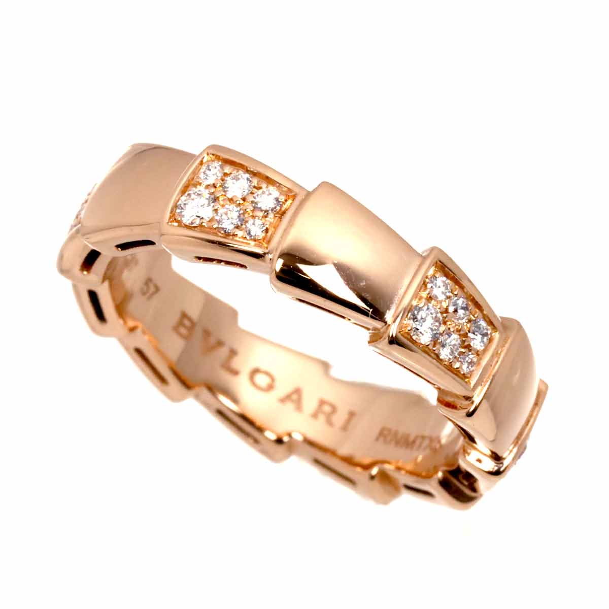 Serpenti Viper Diamond Ring 18K PG 750 size57 7.5-7.75(US)