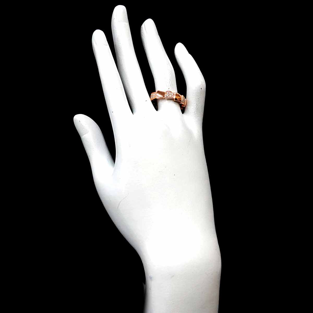 Serpenti Viper Diamond Ring 18K PG 750 size57 7.5-7.75(US)