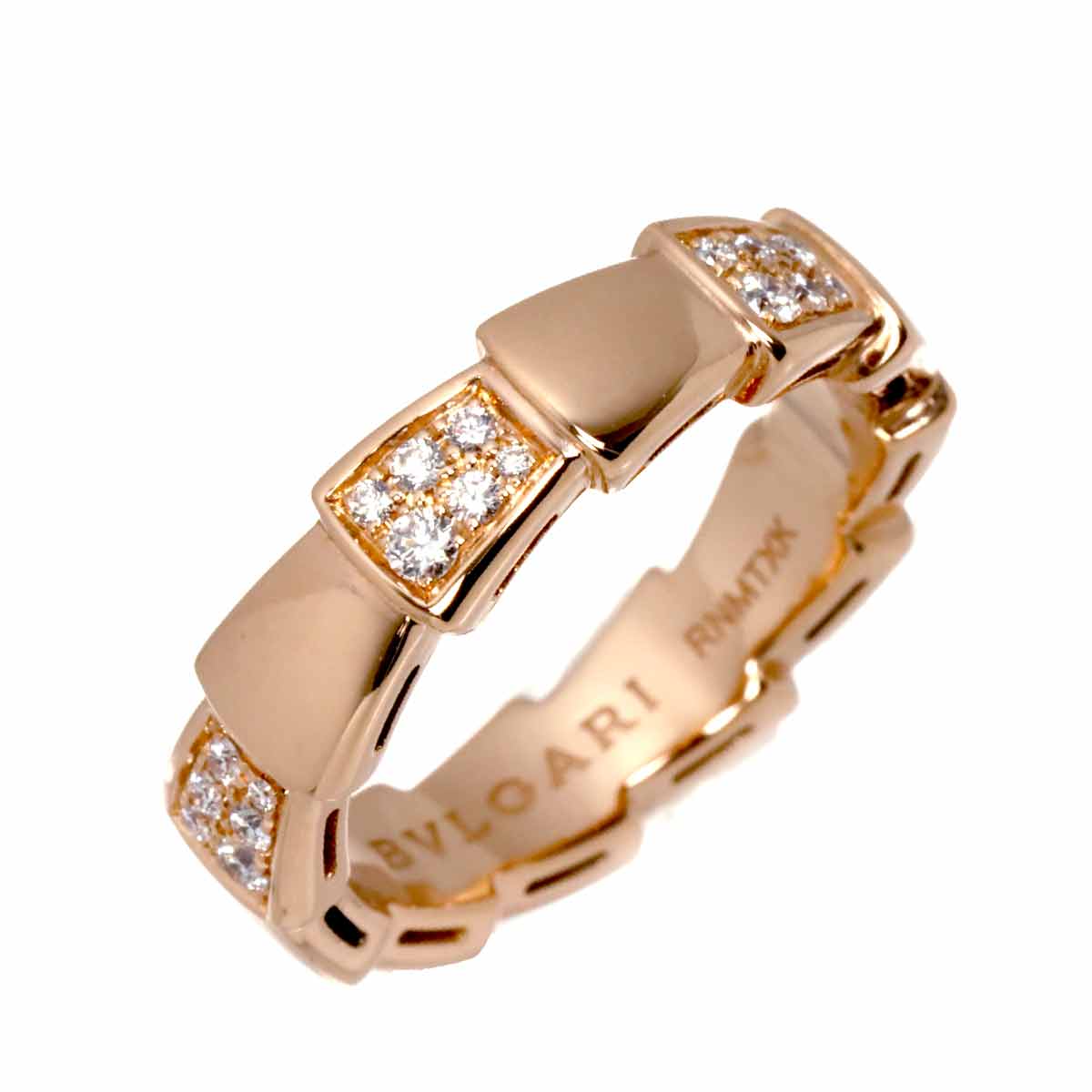 Serpenti Viper Diamond Ring 18K PG 750 size57 7.5-7.75(US)