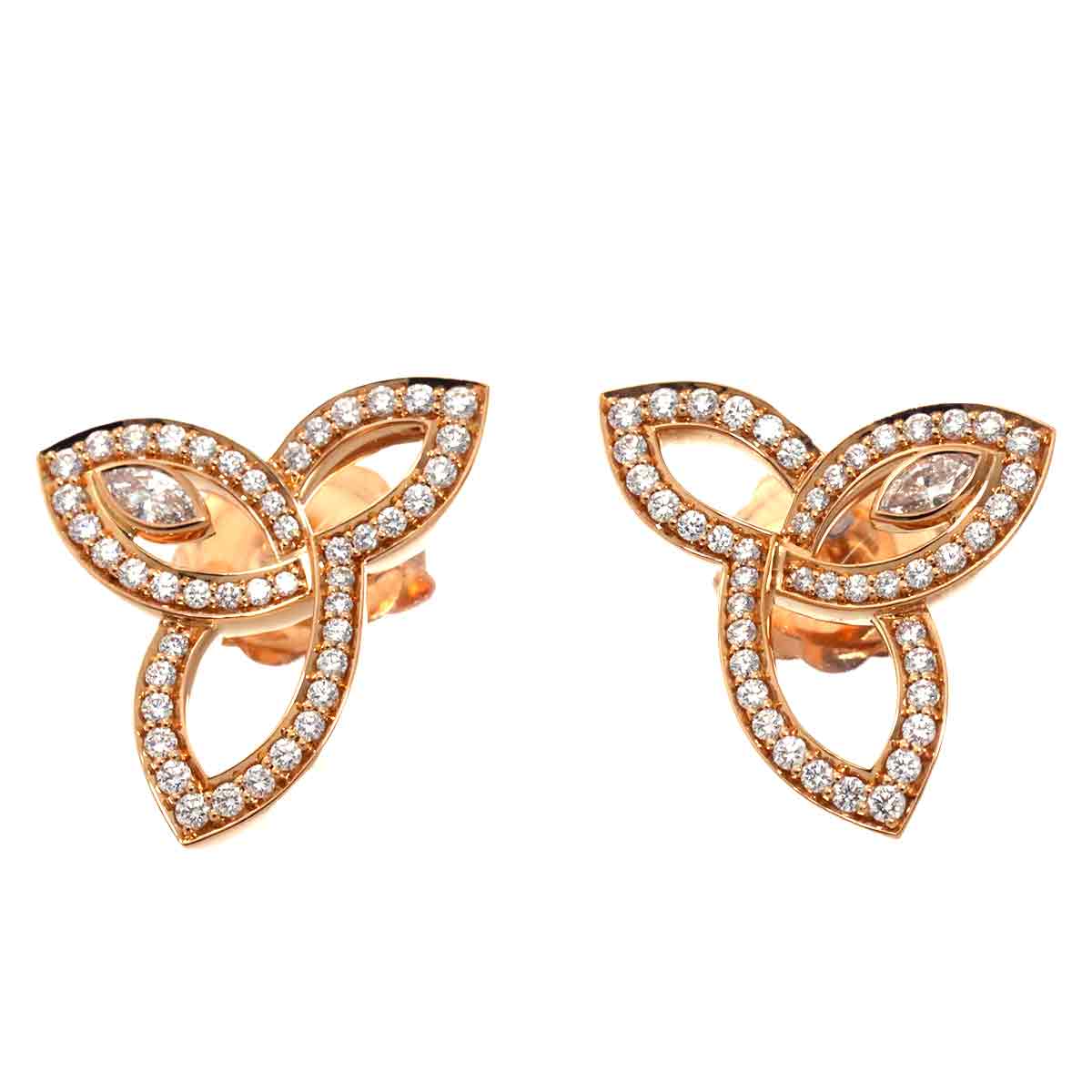Lily cluster Diamond Earrings Pierced 18K PG 750
