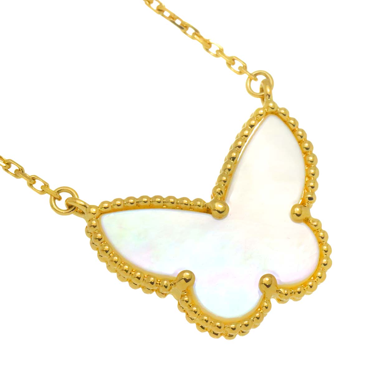 Lucky Alhambra Papillon MOP Necklace 18K YG 750