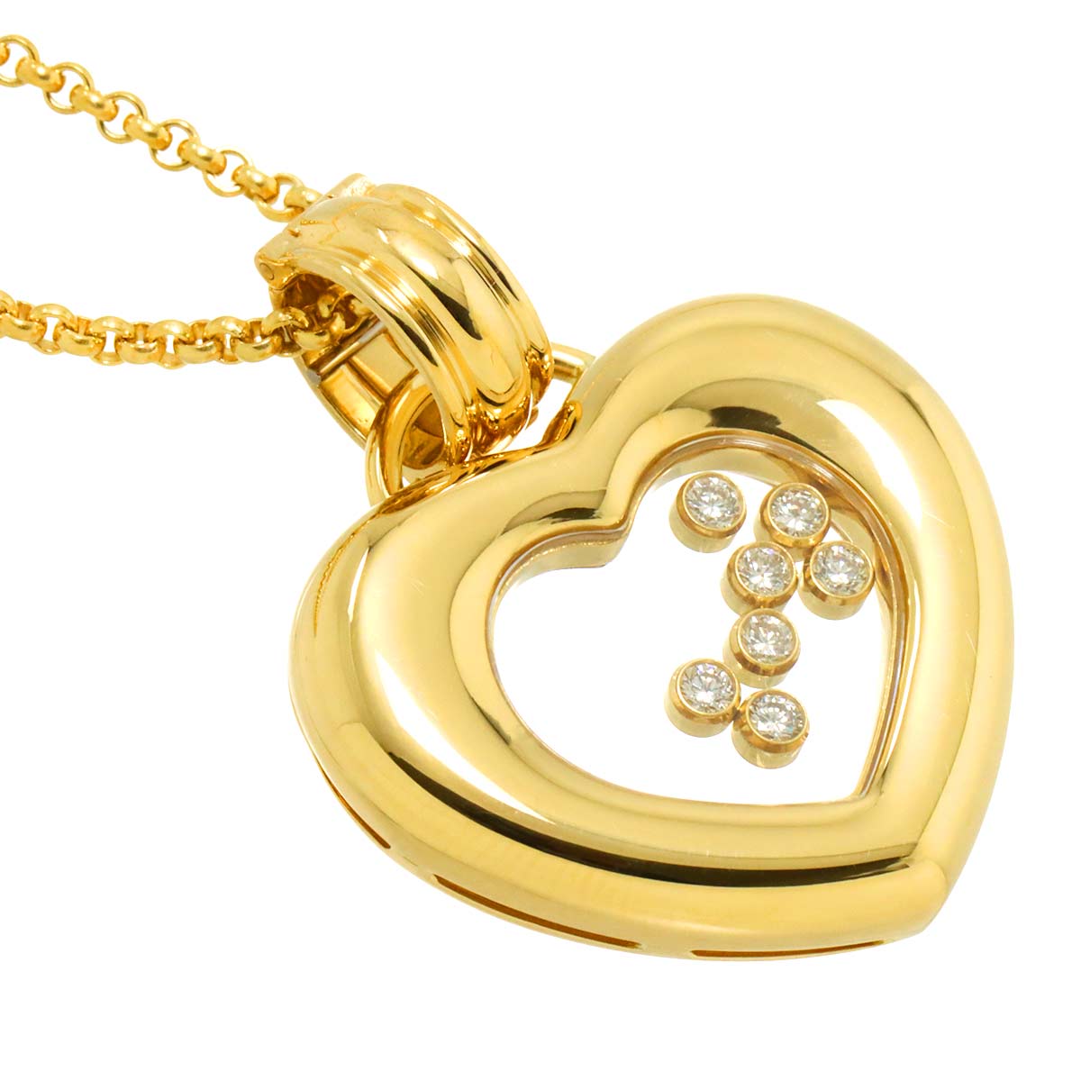 Happy Diamond Heart Necklace 18K Yellow Gold 750