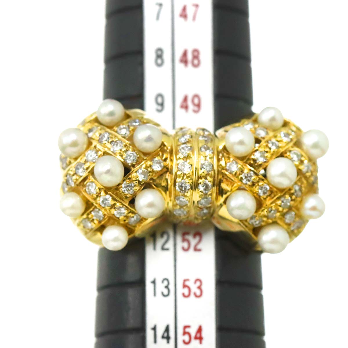 Baby Pearl Diamond 0.46ct Ring 18K YG 750 Size:5.25(US)