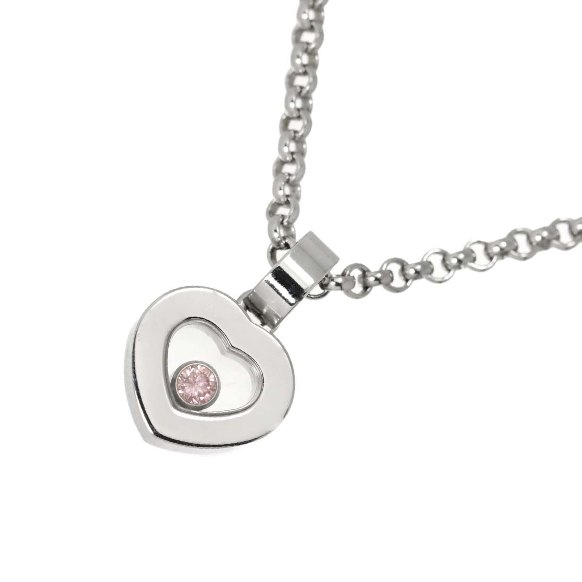 Happy Diamond Heart PinkDiamond Necklace 18K WG 750