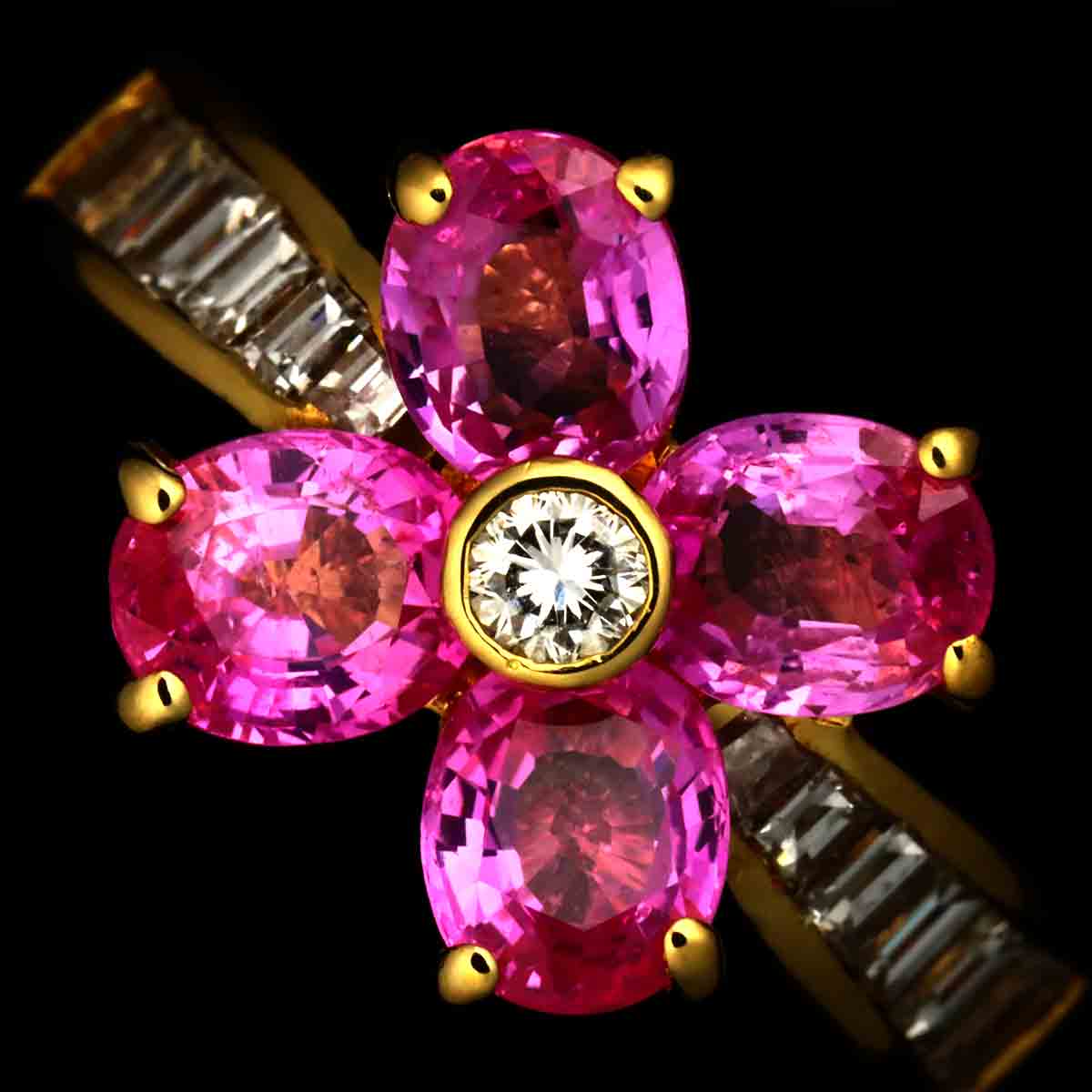 Sapphire 1.79ct Diamond 0.47ct Ring 18K YG Size:5.75-6US