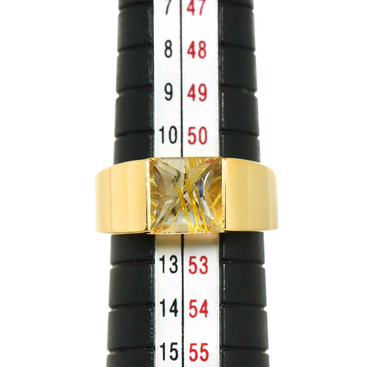 Tank Ring Rutile Quartz 18K Yellow Gold 750 size52 5.5-5.75(US)