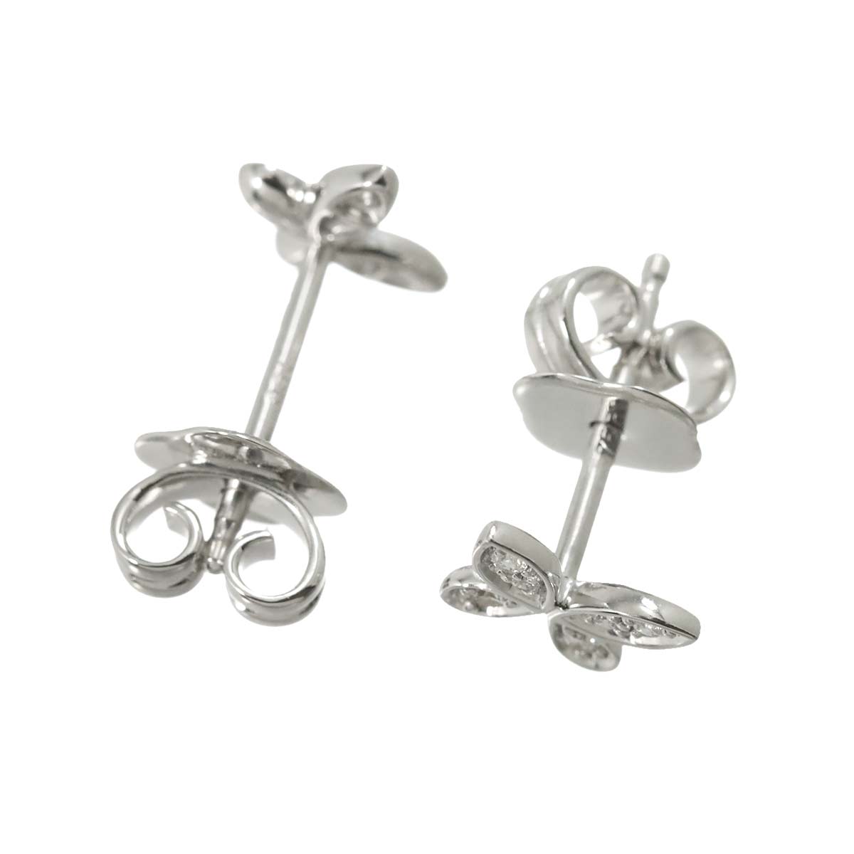 Pave butterfly Diamond Earrings Pierced 18K WG 750