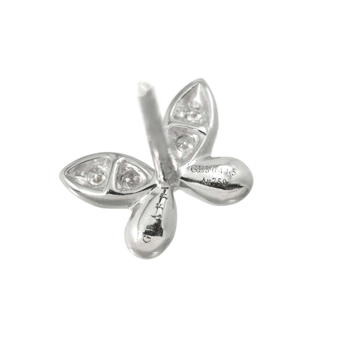 Pave butterfly Diamond Earrings Pierced 18K WG 750