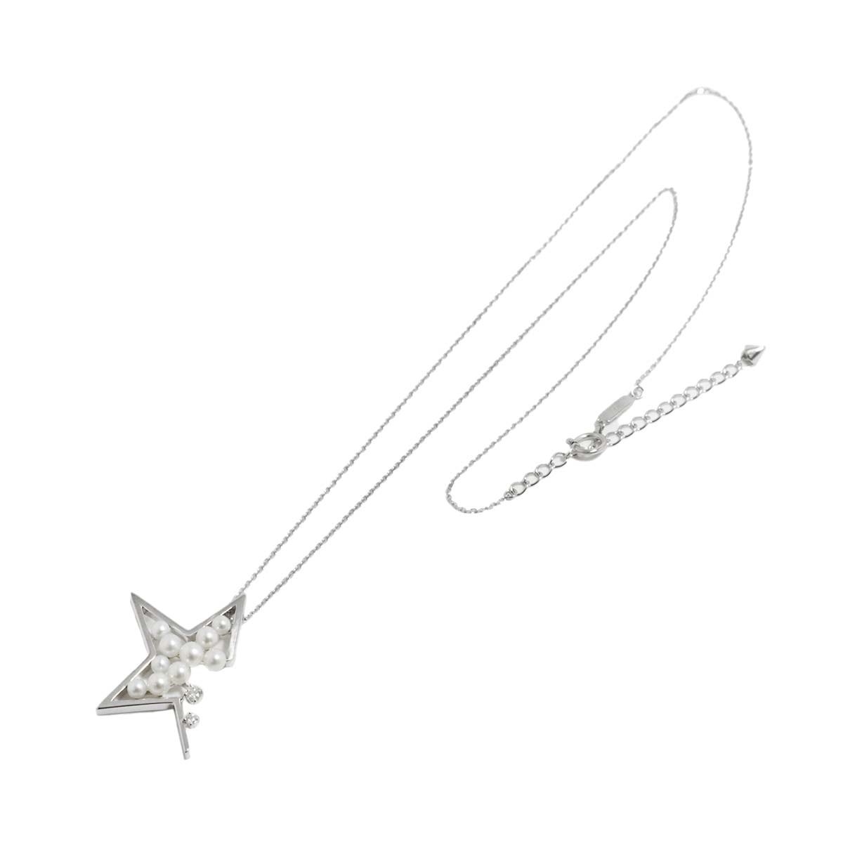 Baby Pearl Diamond 0.07ct Necklace 18K WG 750