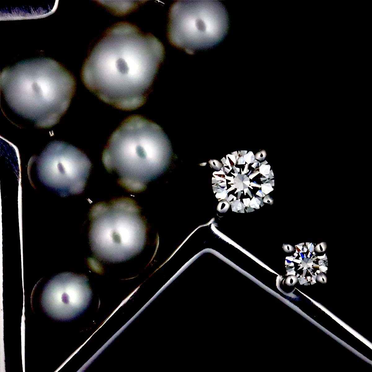 Baby Pearl Diamond 0.07ct Necklace 18K WG 750