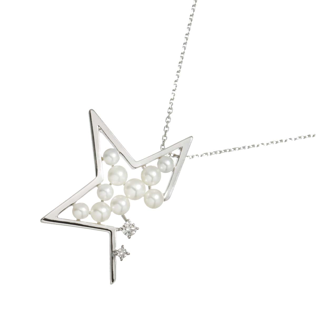 Baby Pearl Diamond 0.07ct Necklace 18K WG 750