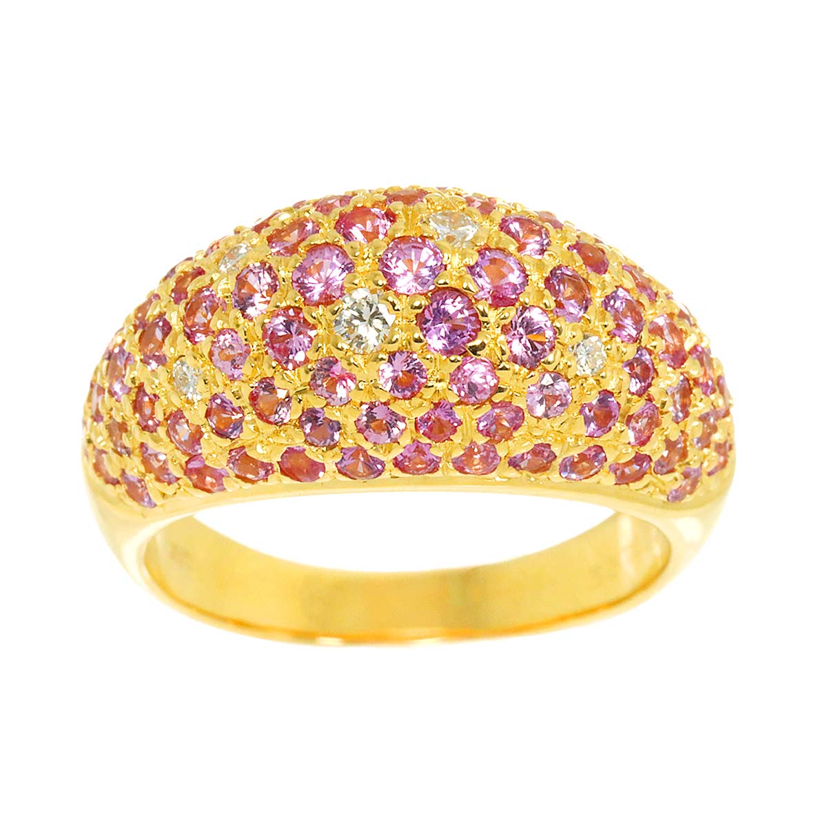 Sapphire Diamond Ring 18K Yellow Gold 750 size7.75-8(US)