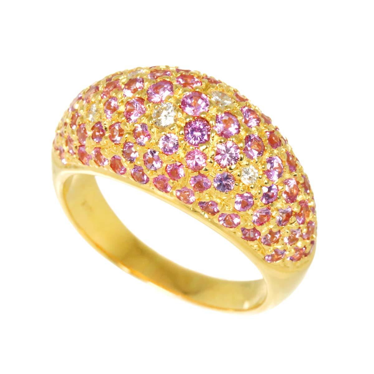 Sapphire Diamond Ring 18K Yellow Gold 750 size7.75-8(US)