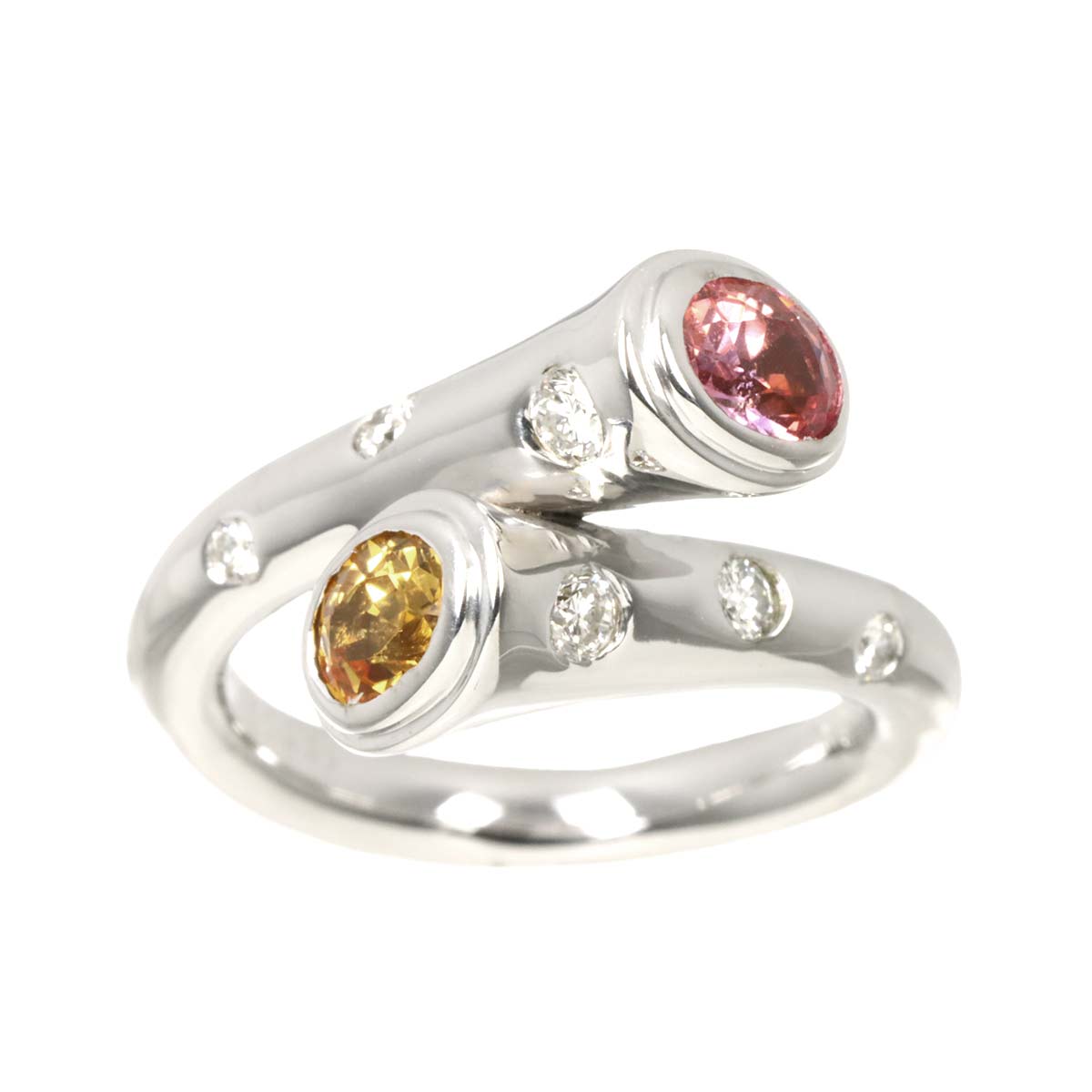 Sapphire 0.55ct/0.53ct Diamond 0.227ct Ring 18K K18 WG size4.5(US)