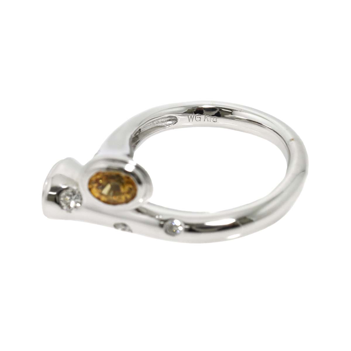 Sapphire 0.55ct/0.53ct Diamond 0.227ct Ring 18K K18 WG size4.5(US)