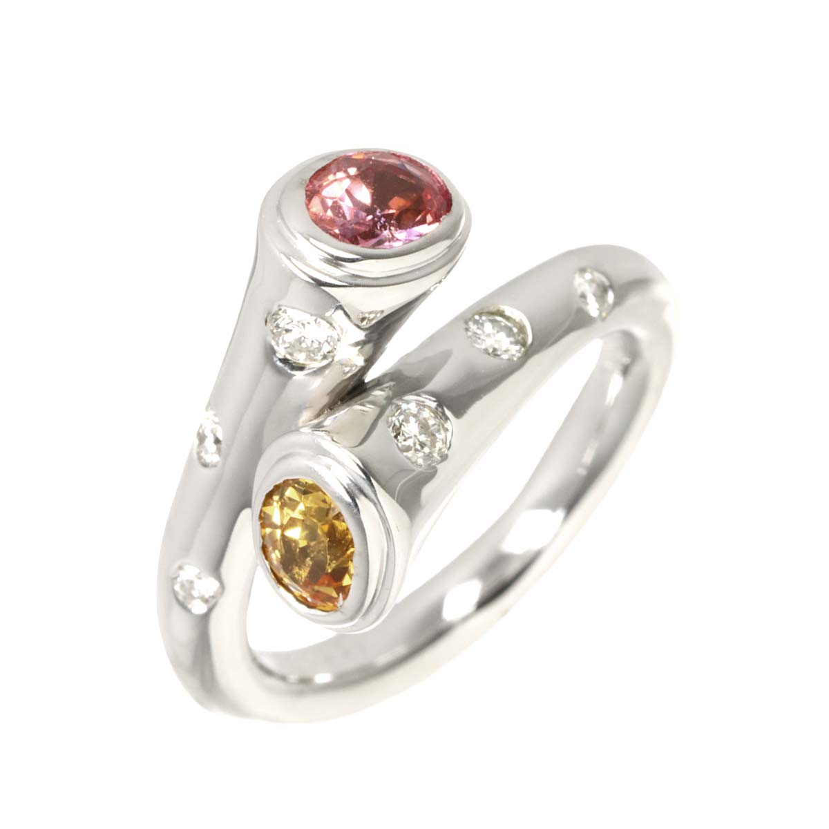 Sapphire 0.55ct/0.53ct Diamond 0.227ct Ring 18K K18 WG size4.5(US)