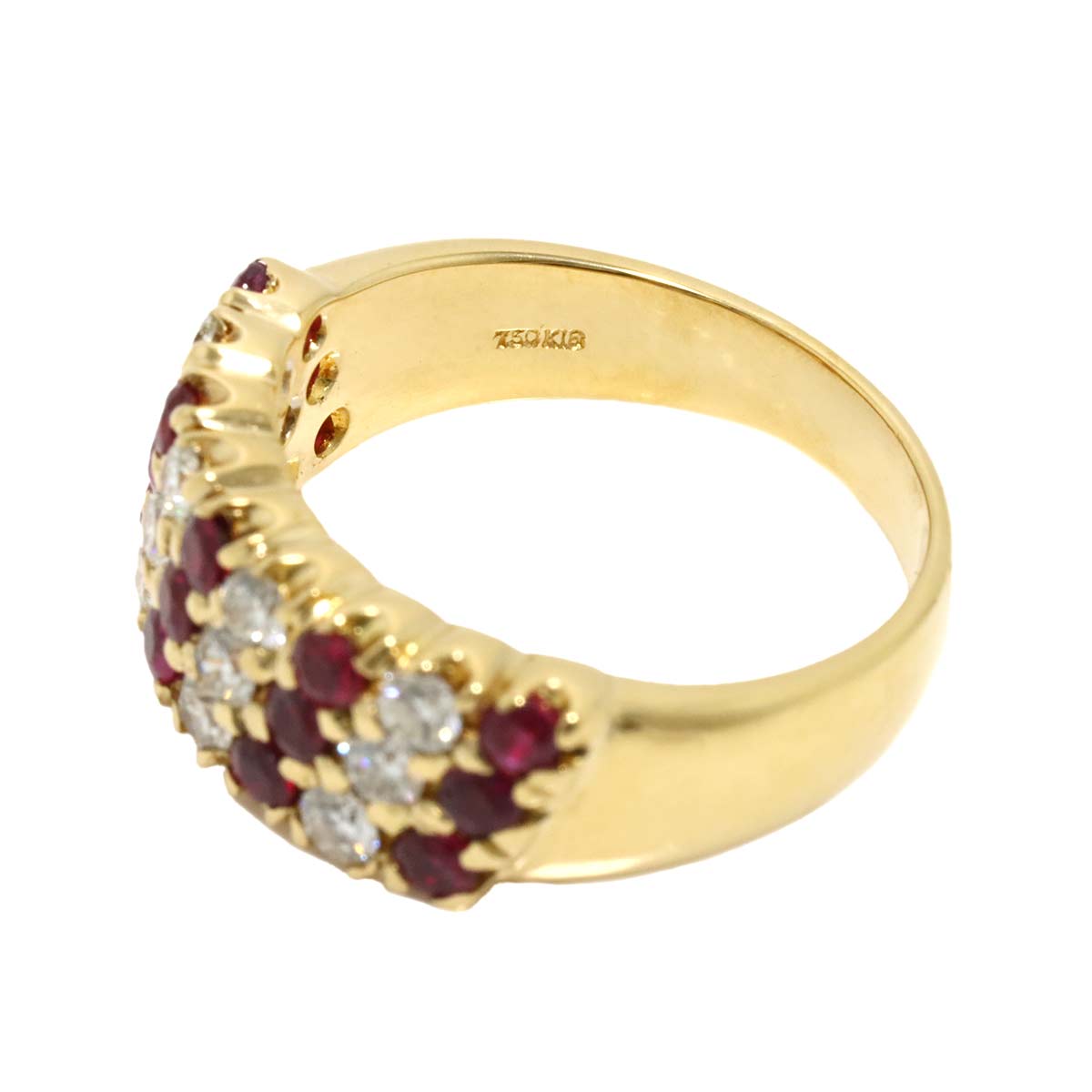 Ruby 0.95ct Diamond 0.61ct Ring 18K YG size6(US)