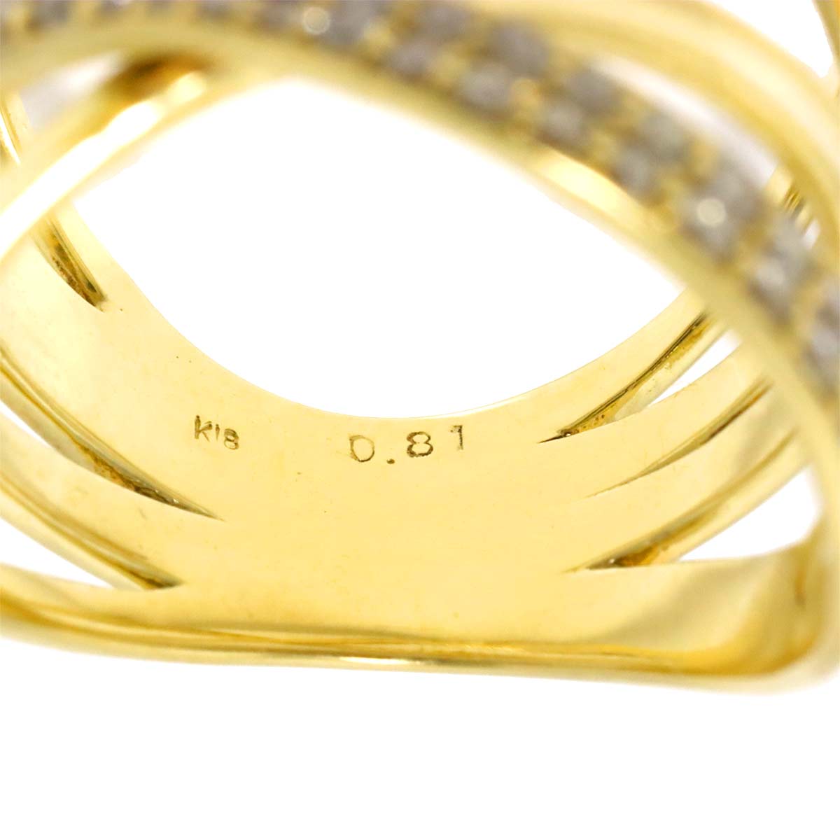 Diamond 0.81ct Ring 18K YG Yellow Gold 750 6.5-6.75(US)