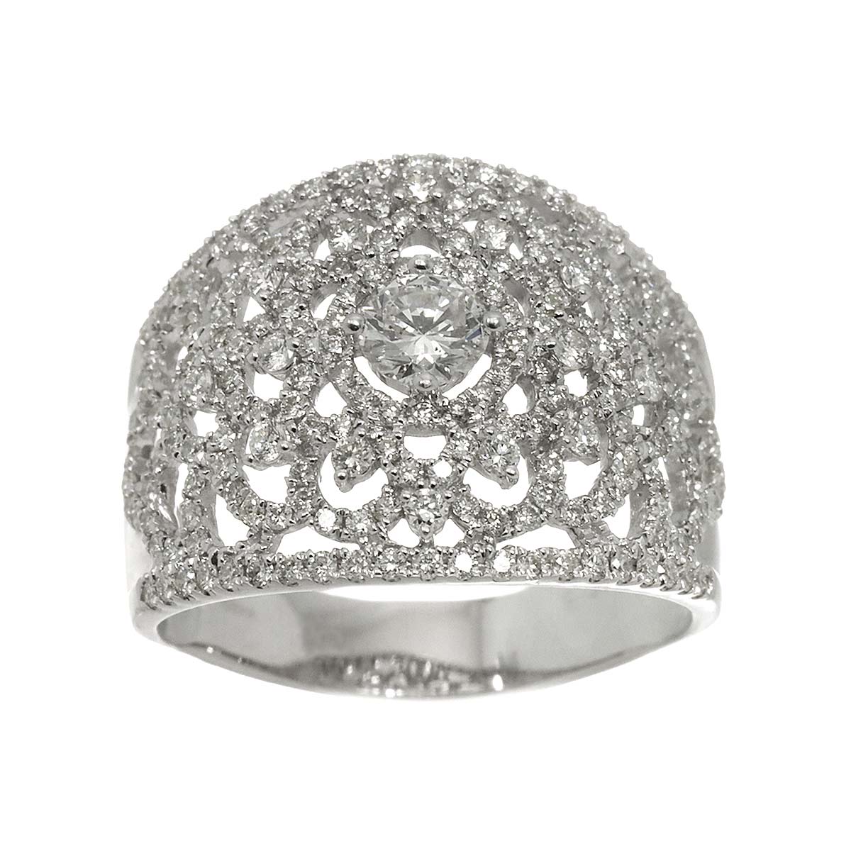 Diamond 0.384ct F/SI-2 1.19ct Ring 18K K18 WG White Gold size8.75-9(US)