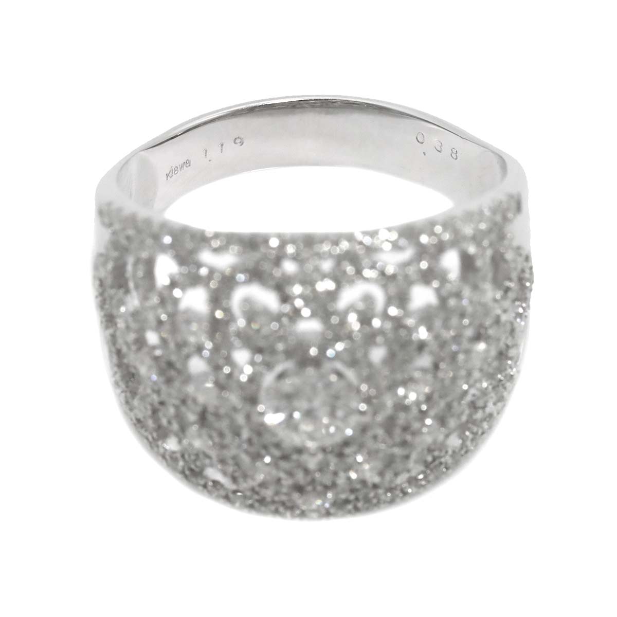 Diamond 0.384ct F/SI-2 1.19ct Ring 18K K18 WG White Gold size8.75-9(US)