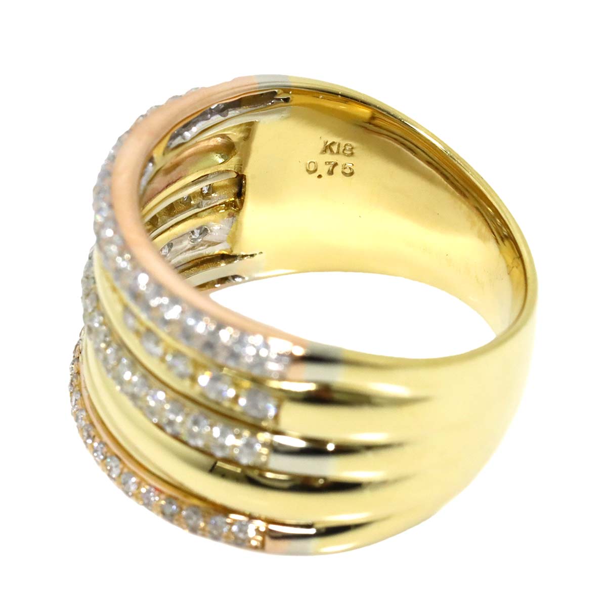 Diamond 0.75ct Ring 18K YG Yellow Gold 750 6.75(US)