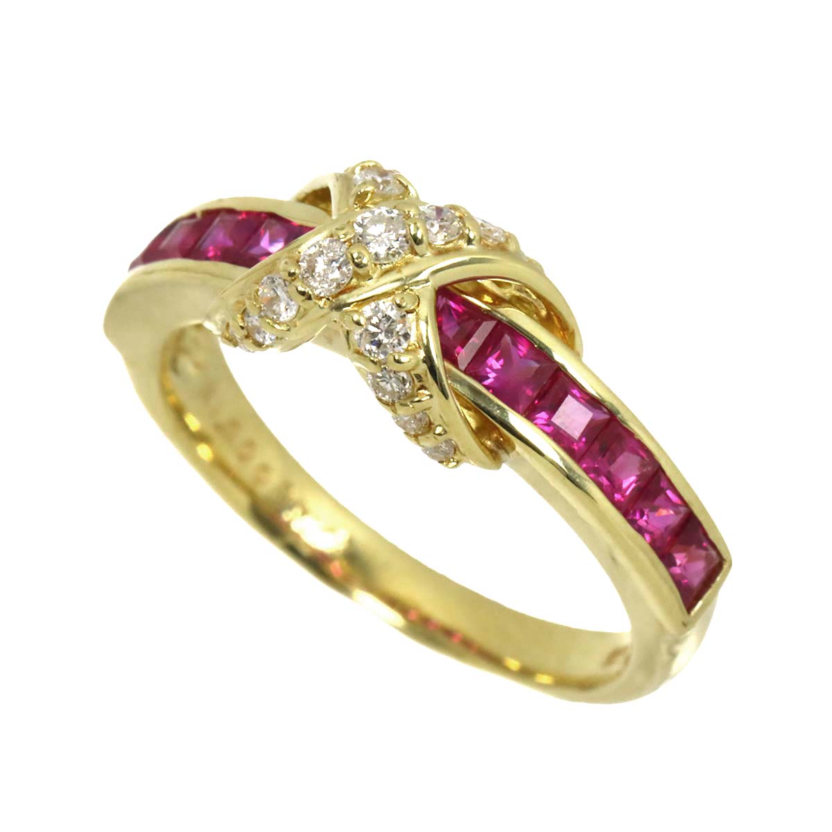 Ruby 1.00ct Diamond 0.23ct Ring 18K YG Yellow Gold 750 6.5-6.75(US)