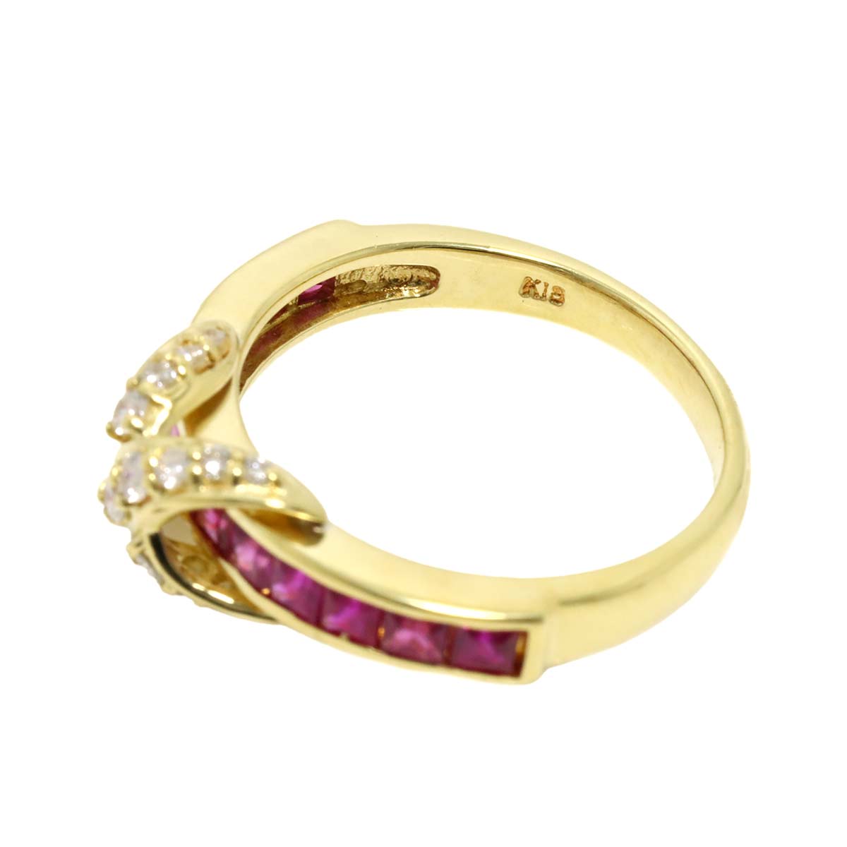 Ruby 1.00ct Diamond 0.23ct Ring 18K YG Yellow Gold 750 6.5-6.75(US)