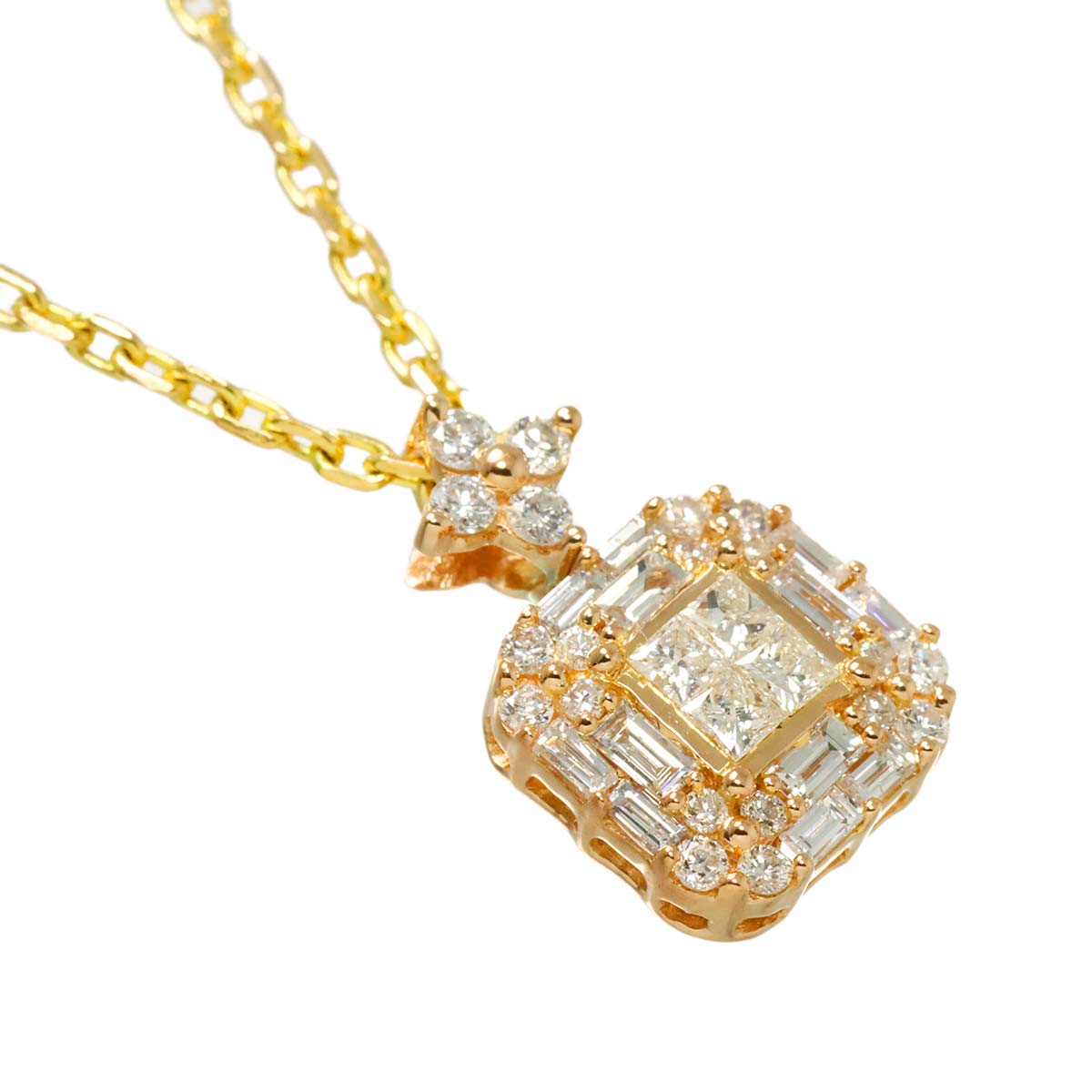 Diamond 0.75ct Necklace 18K K18 PG YG Pink Yellow Gold