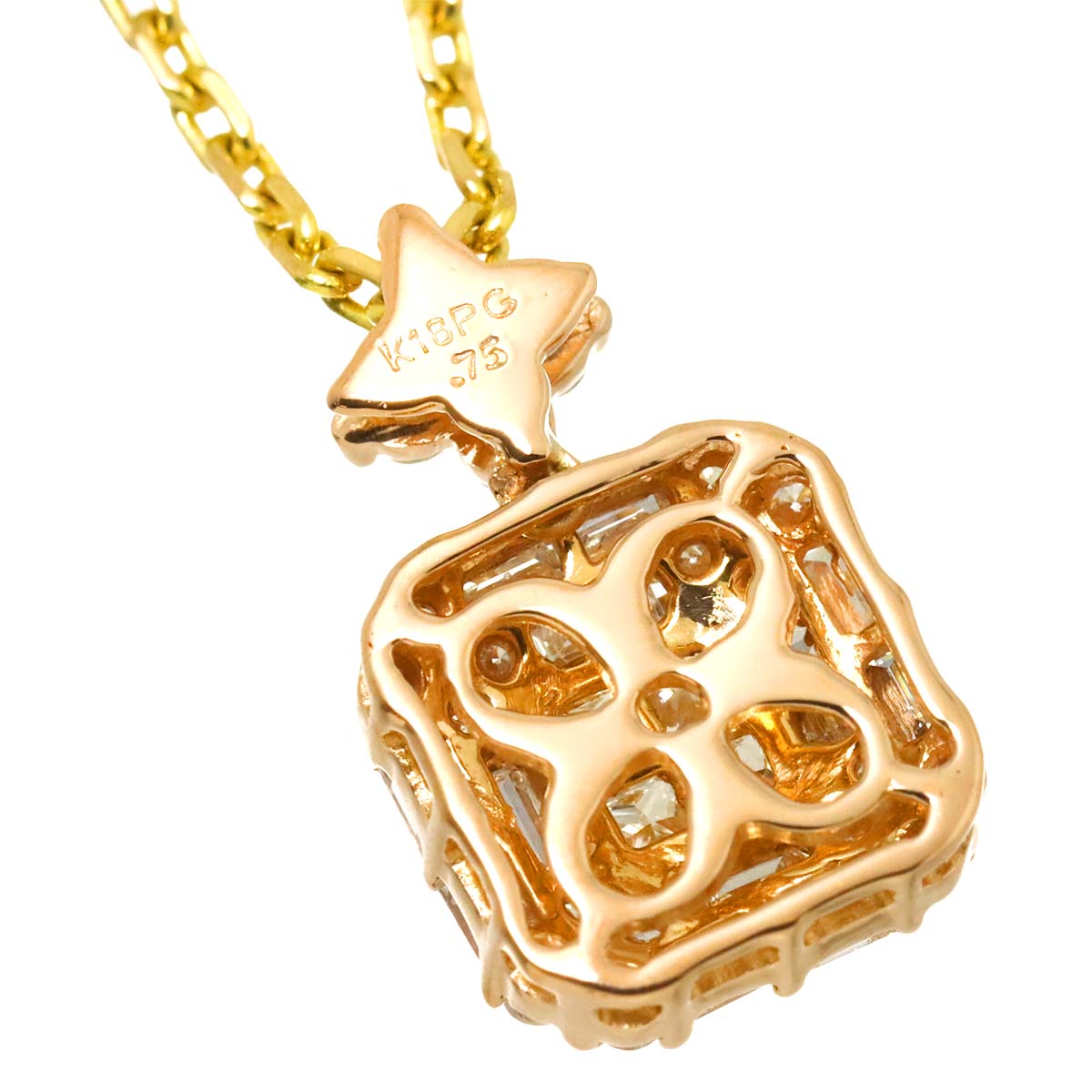 Diamond 0.75ct Necklace 18K K18 PG YG Pink Yellow Gold